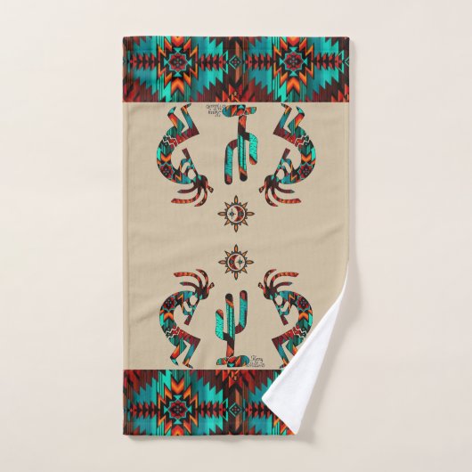 Kokopelli en cactus bad handdoek (Handdoek)