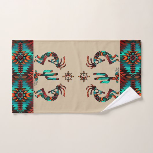 Kokopelli en cactus bad handdoek (Handdoek)