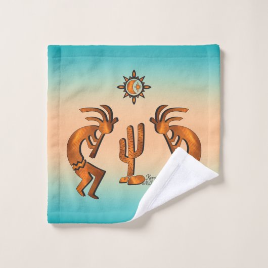Kokopelli en cactus bad handdoek (Wasdoekje)