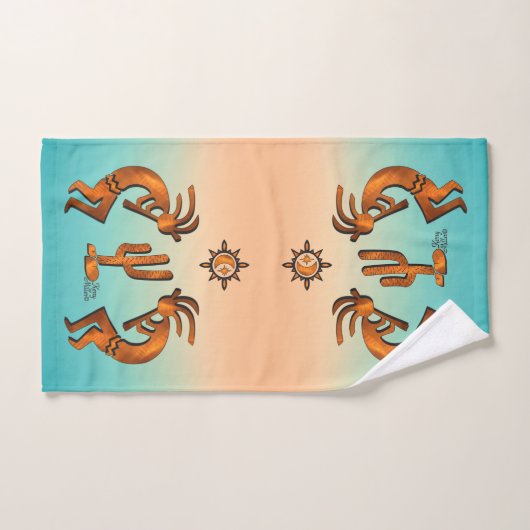 Kokopelli en cactus bad handdoek (Handdoek)