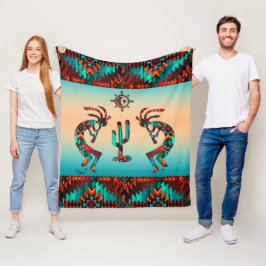 Kokopelli en cactus fleece deken