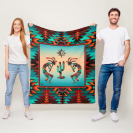 Kokopelli en cactus fleece deken