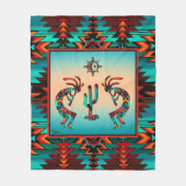 Kokopelli en cactus fleece deken (Voorkant)
