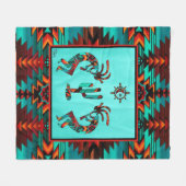 Kokopelli en cactus fleece deken (Voorkant (Horizontaal))