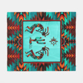 Kokopelli en cactus fleece deken (Voorkant (Horizontaal))