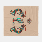 Kokopelli en cactus fleece deken (Voorkant (Horizontaal))