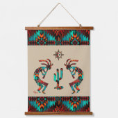 Kokopelli en cactus hangend wandkleed (Voorkant)