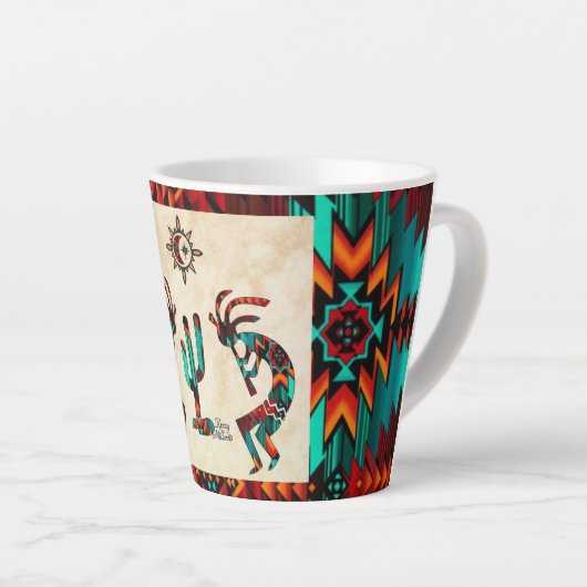 Kokopelli en cactus latte mok (Rechterhoek)