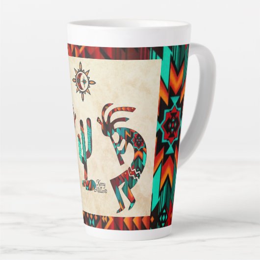 Kokopelli en cactus latte mok (Rechterhoek)