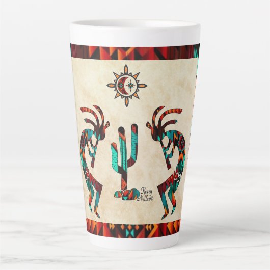 Kokopelli en cactus latte mok (Voorkant)