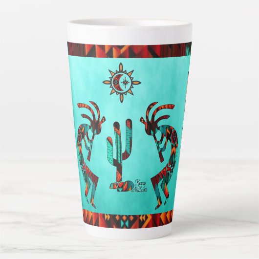 Kokopelli en cactus latte mok (Voorkant)