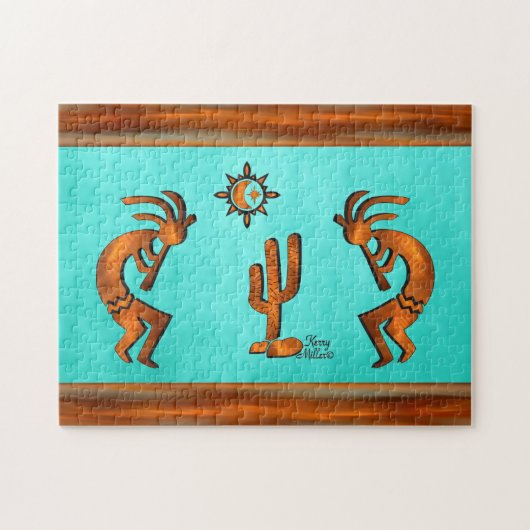 Kokopelli en cactus legpuzzel (Horizontaal)