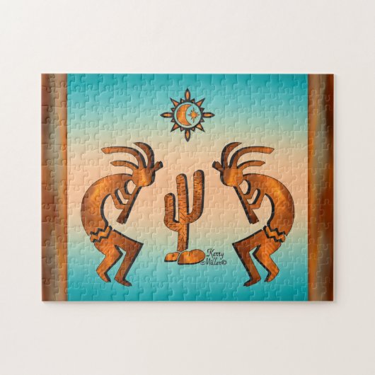 Kokopelli en cactus legpuzzel (Horizontaal)