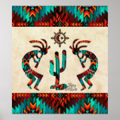 Kokopelli en cactus poster (Voorkant)