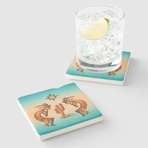 Kokopelli en cactus stenen onderzetter