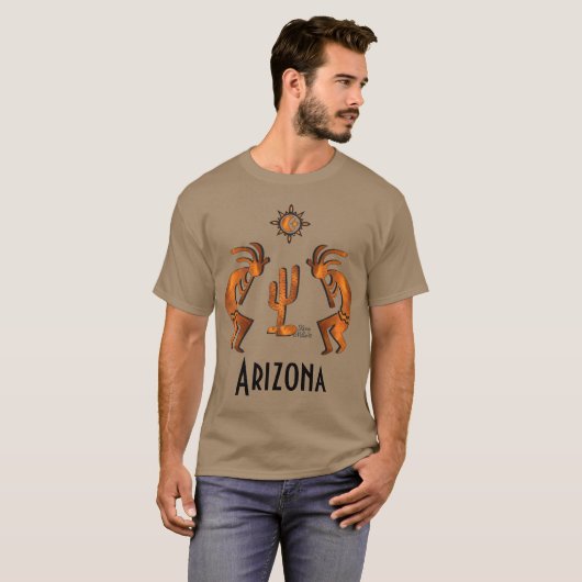 Kokopelli en cactus t-shirt (Voorkant volledig)