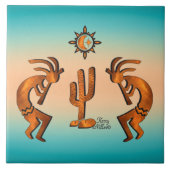 Kokopelli en cactus tegeltje (Voorkant)