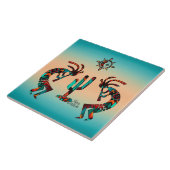 Kokopelli en cactus tegeltje (Zijkant)