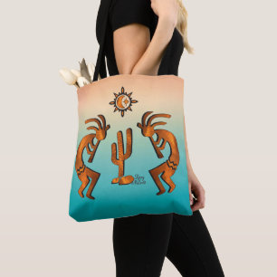 Kokopelli en cactus tote bag