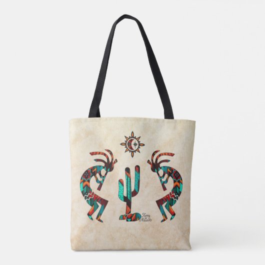 Kokopelli en cactus tote bag (Achterkant)