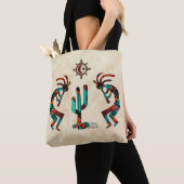 Kokopelli en cactus tote bag (Dichtbij)