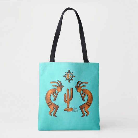 Kokopelli en cactus tote bag (Voorkant)