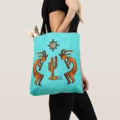 Kokopelli en cactus tote bag (Dichtbij)