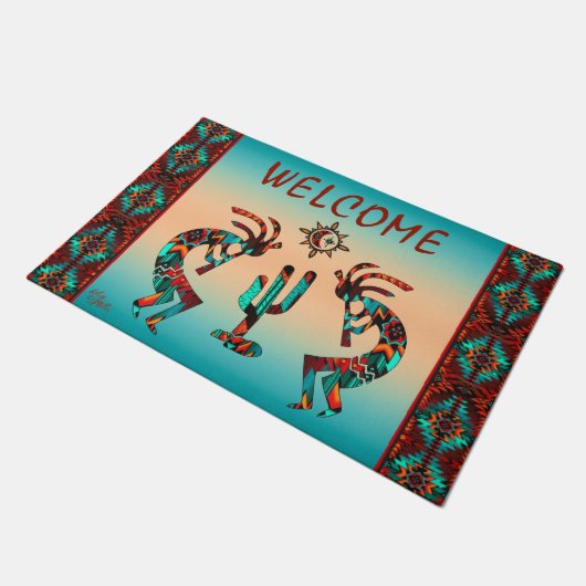 Kokopelli en Cactus Welkom Deurklep Deurmat (Schuin)