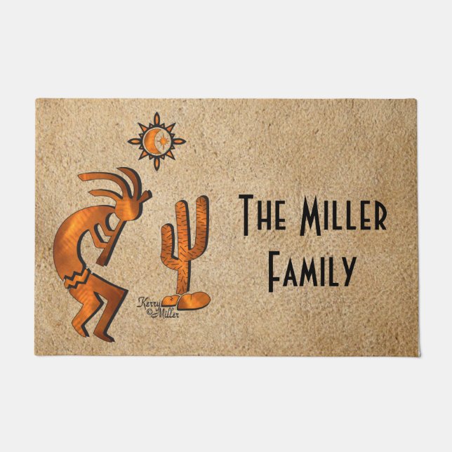 Kokopelli en cactus welkom deurmat (Voorkant)