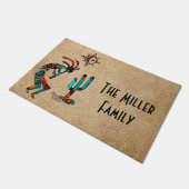 Kokopelli en cactus welkom deurmat (Schuin)