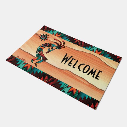 Kokopelli en cactus welkom deurmat (Schuin)