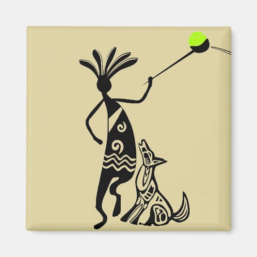 Kokopelli en Dog Magneet (Voorkant)