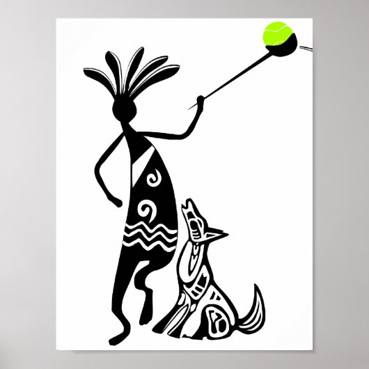 Kokopelli en Dog Poster (Voorkant)