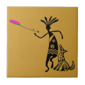 Kokopelli en Dog Tegeltje (Voorkant)
