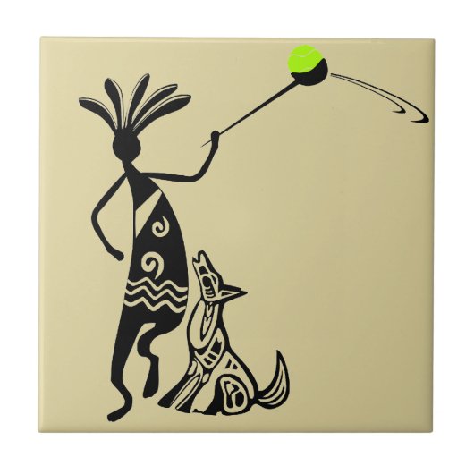 Kokopelli en Dog Tegeltje (Voorkant)