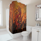 Kokopelli en Fireflys Southwestern Shower Curtain Douchegordijn (In situ)