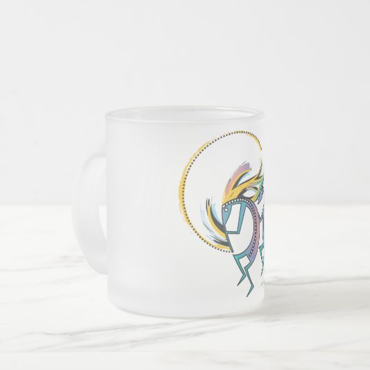 Kokopelli en Kokopelli Mana Matglas Koffiemok (Voorkant links)