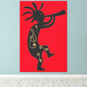 Kokopelli en Music Canvas Print (Insitu (Houten vloer))