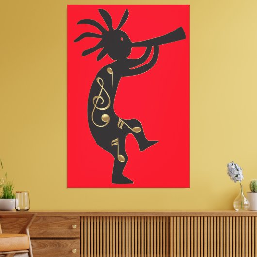 Kokopelli en Music Canvas Print (Insitu (Woonkamer))