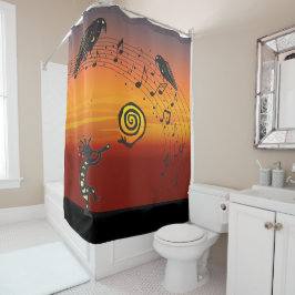 Kokopelli en Ravens Shower Curtain Douchegordijn