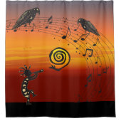 Kokopelli en Ravens Shower Curtain Douchegordijn (Voorkant)