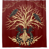 Kokopelli en Ravens Shower Curtain Douchegordijn (Voorkant)