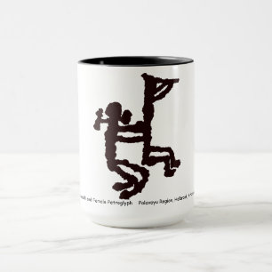 Kokopelli en vrouwelijk petroglyfe mok