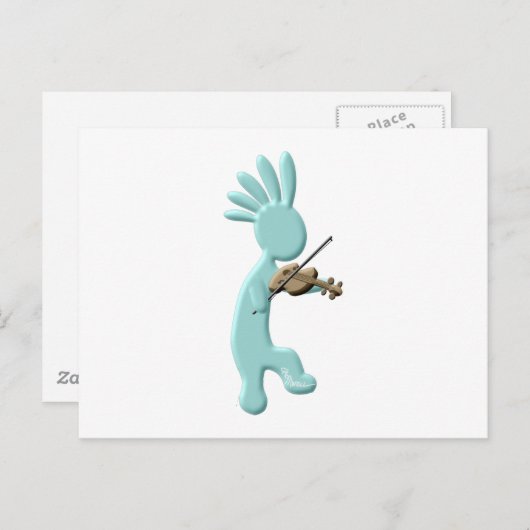 Kokopelli Fiddle Briefkaart (Voorkant / Achterkant)