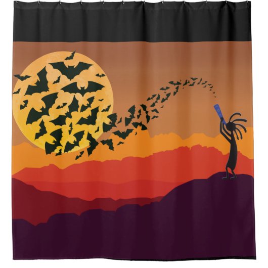 Kokopelli fluit - Zuidwestelijke Maan Kokopelli Douchegordijn (Voorkant)