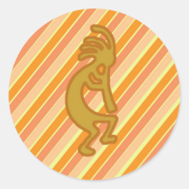 Kokopelli fluitspeler Sinaasappel Stripe Zuidwest Ronde Sticker