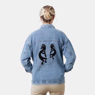 Kokopelli fluitspelers zuidwestelijk inheemse stam denim jacket
