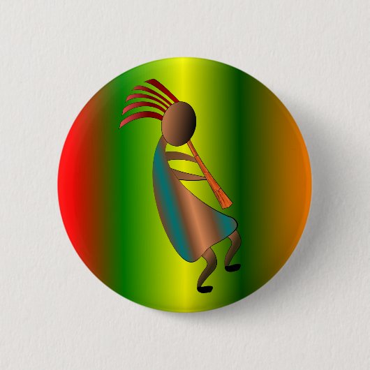 Kokopelli Flute Player Ronde Button 5,7 Cm (Voorkant)