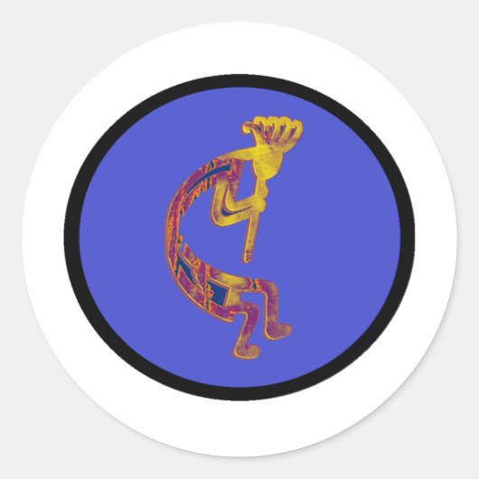 KOKOPELLI FLUTE PLAYER RONDE STICKER (Voorkant)