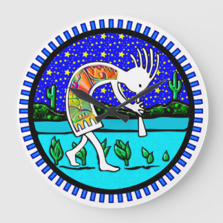 Kokopelli Flute Player SouthWestern Clock Grote Klok